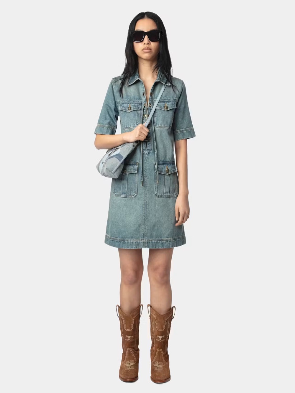 Zadig & Voltaire Record Utility Denim Dress Size Small NWT New